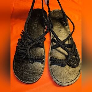 Bokyna Soulmate Vegan Sandals Black Nylon Waterproof w/Padded Soles sz40EU NWOT